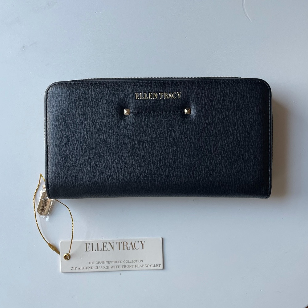 NWT ELLEN TRACY Zip Around Clutch With Front Flap Wallet